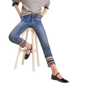 Pilcro•Embroidered Slim Straight Jeans